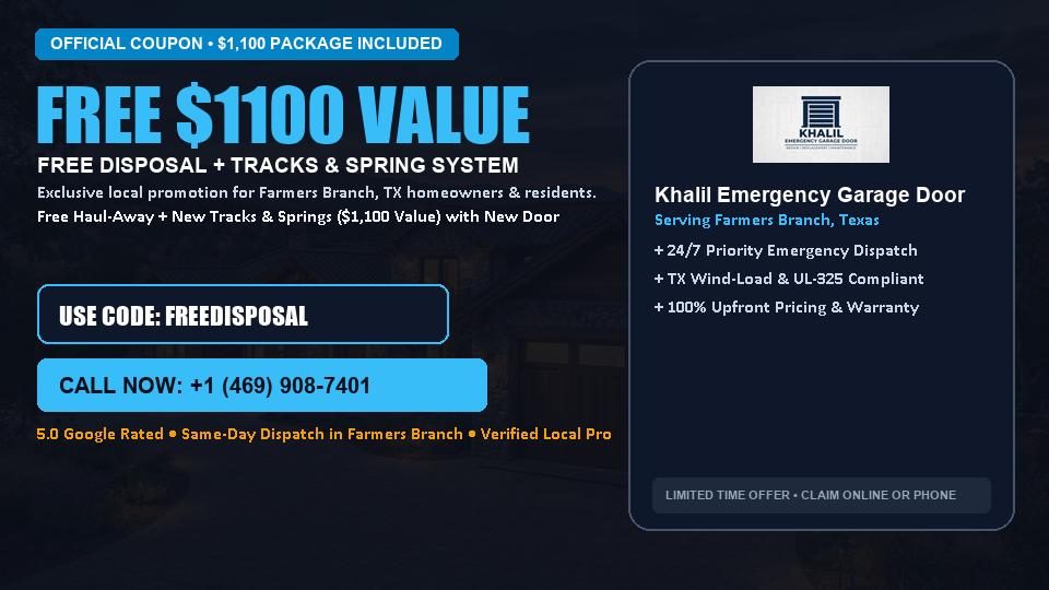 FREE Old Door Haul-Away & Heavy-Duty Tracks in Farmers Branch, TX - Khalil Emergency Garage Door